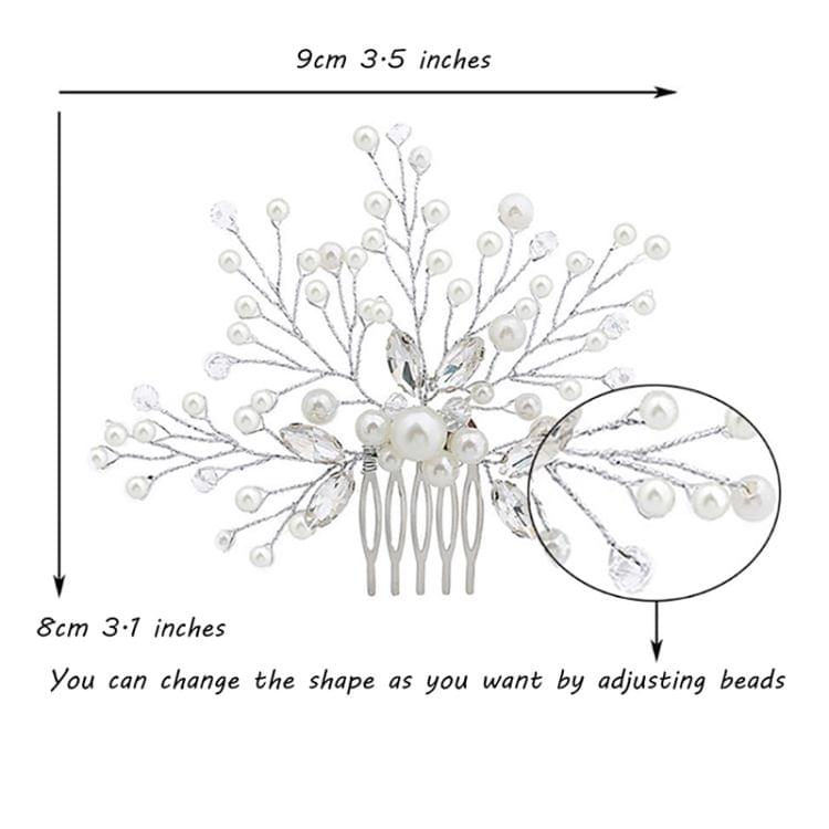 Pearl Women Hair Combs Wedding Hair Accessories Hair Pin Rhinestone Tiara Bridal Clip Crystal Crown Bride Hair Jewelry(Gold)