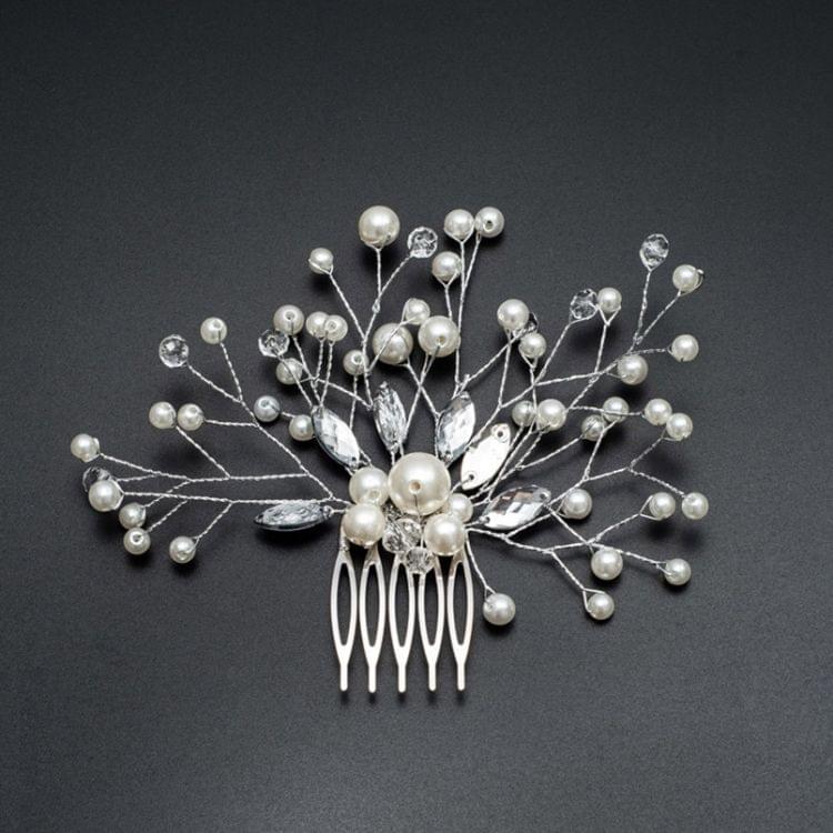 Pearl Women Hair Combs Wedding Hair Accessories Hair Pin Rhinestone Tiara Bridal Clip Crystal Crown Bride Hair Jewelry(Gold)