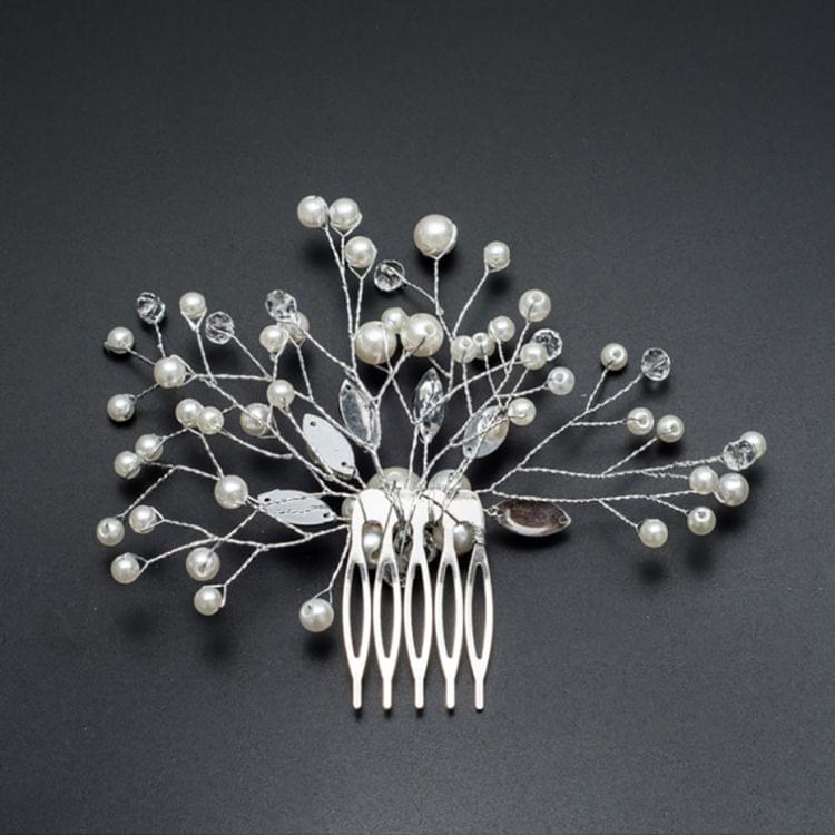 Pearl Women Hair Combs Wedding Hair Accessories Hair Pin Rhinestone Tiara Bridal Clip Crystal Crown Bride Hair Jewelry(Gold)