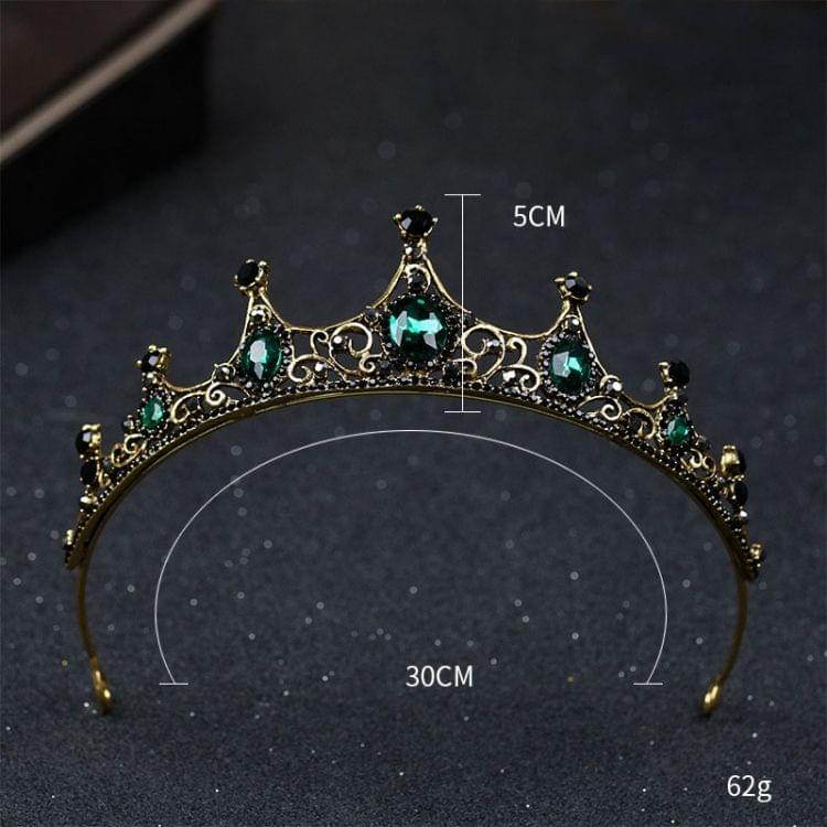Vintage Small Baroque Green Crystal Tiaras Crowns for Women Girls Bride Wedding Hair Jewelry Accessories as show
