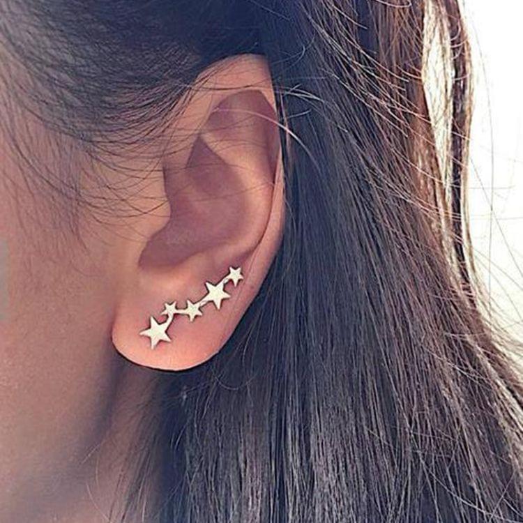Women Fashion Star Stud Earrings Jewelry Earrring(Silver)