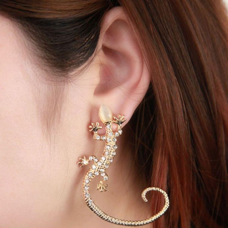 Women Fashion Elegant Charming Lizard Design Earrings(Silver)