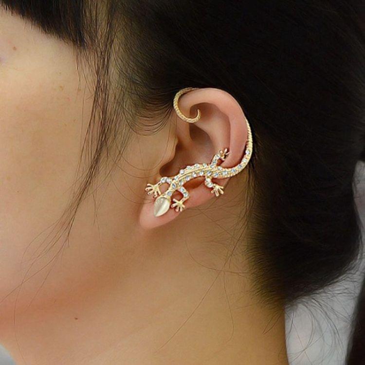 Women Fashion Elegant Charming Lizard Design Earrings(Silver)