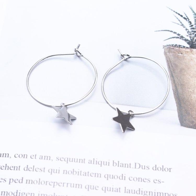 Fashion Simple Star Stud Earrings for Women(Silver)