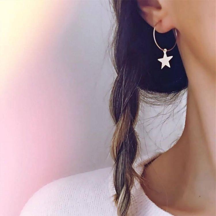 Fashion Simple Star Stud Earrings for Women(Silver)