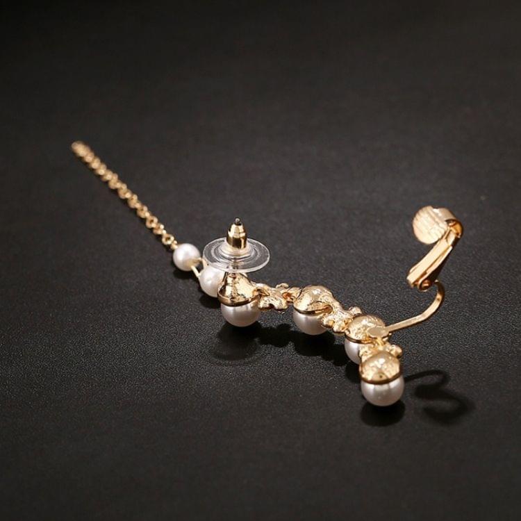 Women Fashion Tassel Left Ear Alloy Clip Earrings Snow Ear Bone Clip(gold)