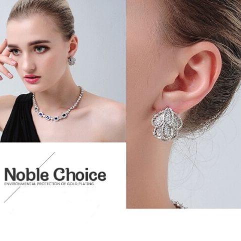 Trendy Women Clip Multi-layer Flower Shape Jewelry Earrings