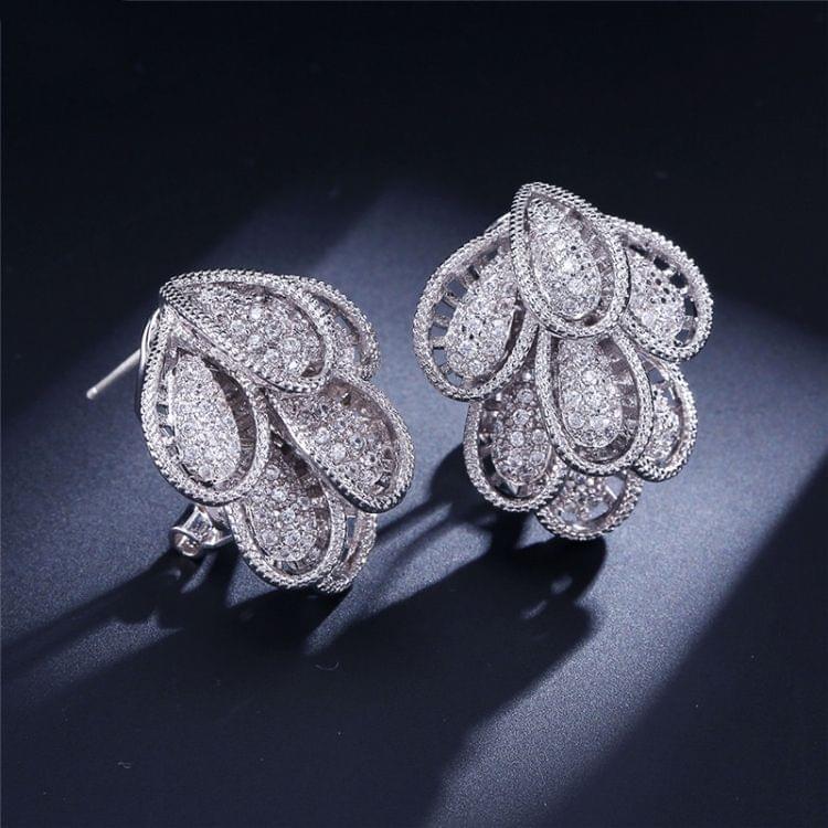 Trendy Women Clip Multi-layer Flower Shape Jewelry Earrings