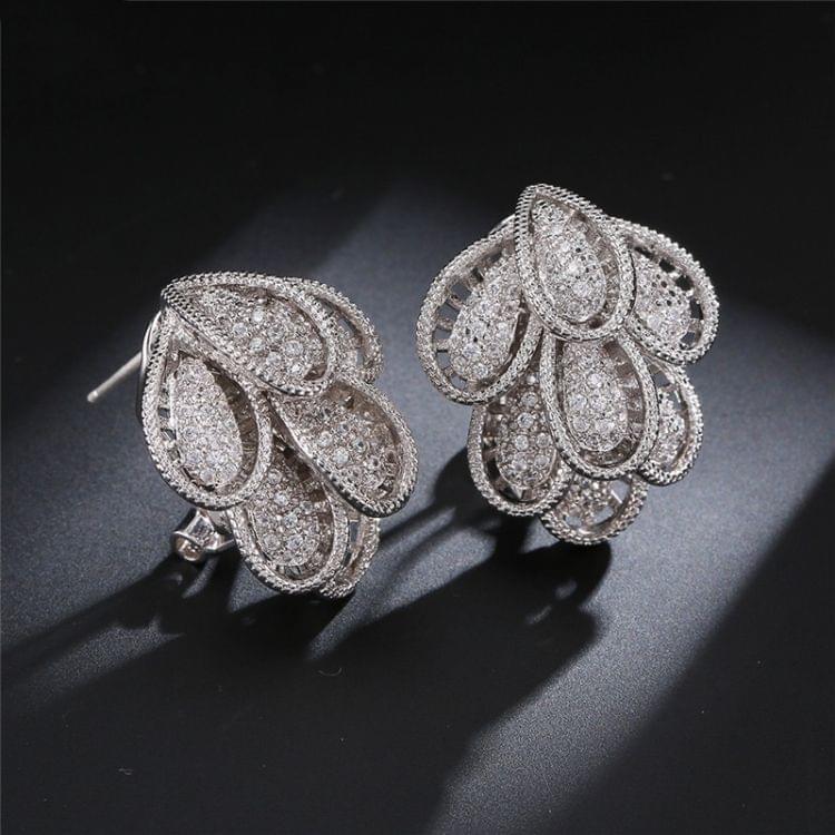 Trendy Women Clip Multi-layer Flower Shape Jewelry Earrings