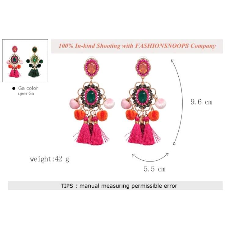 Drop Hairball Earring Handmade Tassel Big Earring Fringed earrings(Green)