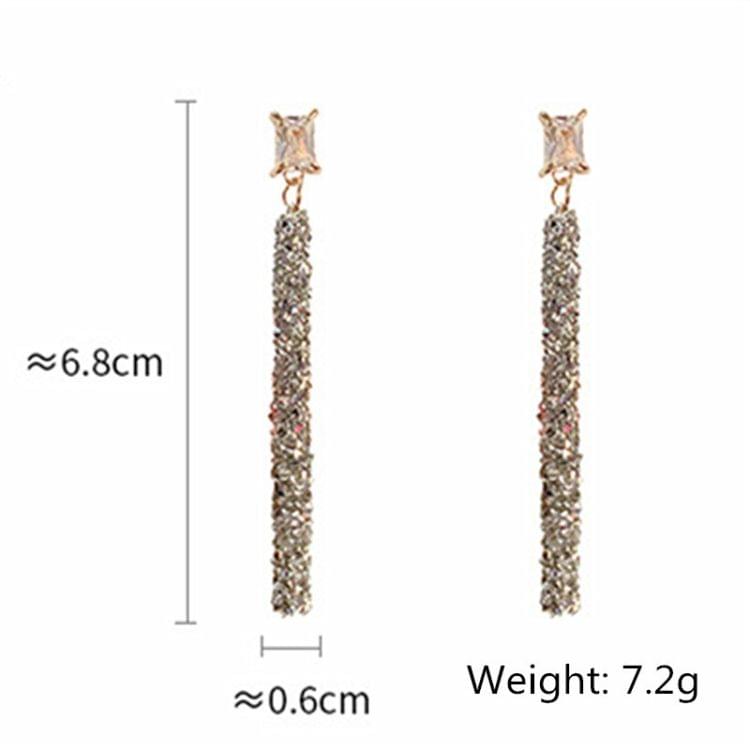 Fashion Long Tassel Crystal Earrings for Women(Silver)