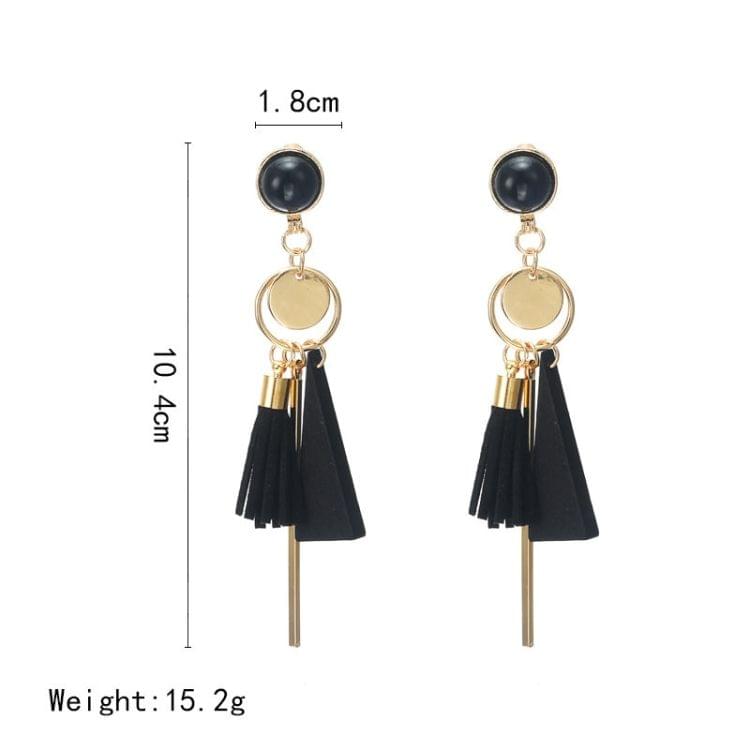 Fashion triangle geometric wood earrings Retro female tassel long women earrings Jewelry(Green)