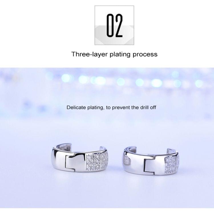 2 PCS Women S925 Silver Platinum Diamond Hoop Earrings Valentines Day Gift