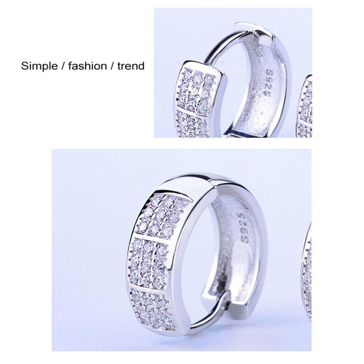 2 PCS Women S925 Silver Platinum Diamond Hoop Earrings Valentines Day Gift
