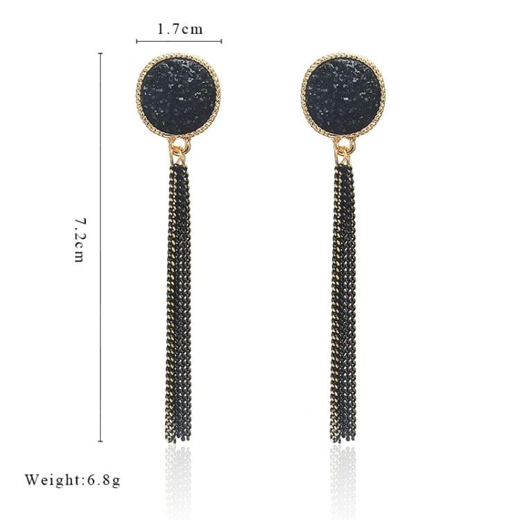 Fashion Black Rhinestone Long Drop Earrings For Women Jewelry(BLACK)