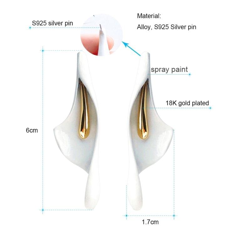 Classic White Imitation Ceramic Calla Lily flower Stud Earrings