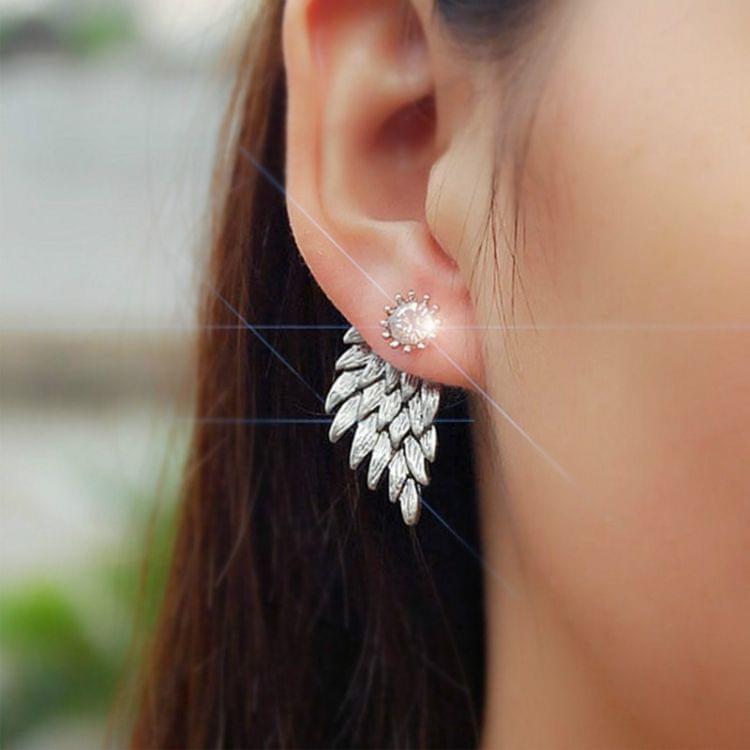 Jewelry Earrings Gothic Cool Angel Wing Rhinestones Alloy Earrings For Women(black)