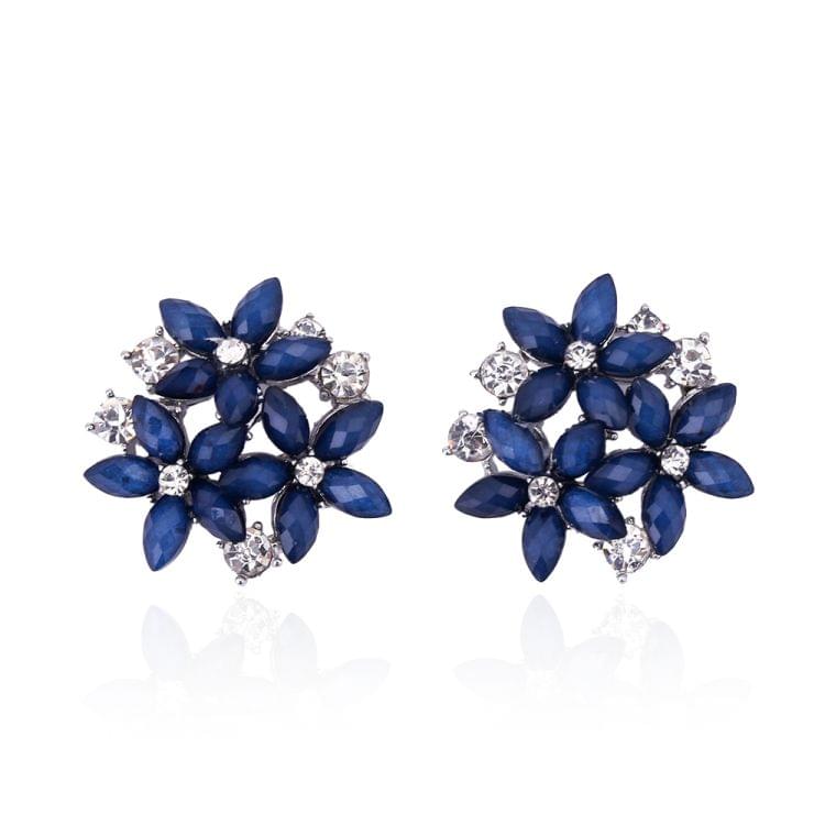 Fashion Zircon Rhinestone 3 Flower Stud Earrings for Women Jewelry, Metal Color:red