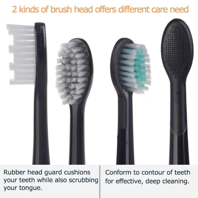 IPX7 Waterproof Rechargeable Adult Sonic Pulse Electric Toothbrush, US Plug(Black)