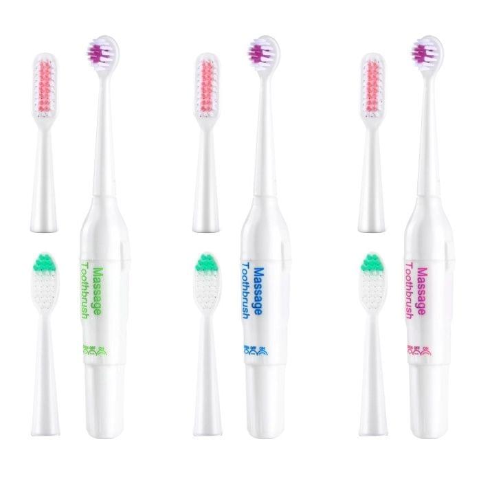3 Sets Family Kit Rotary Electric Toothbrush for Adult / Children, Random Color Delivery