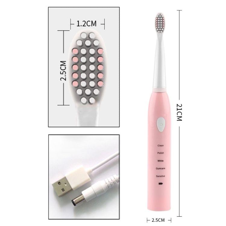 5 Cleaning Modes Sonic Electric Toothbrush USB Charger Rechargeable Tooth Brush (Pink)