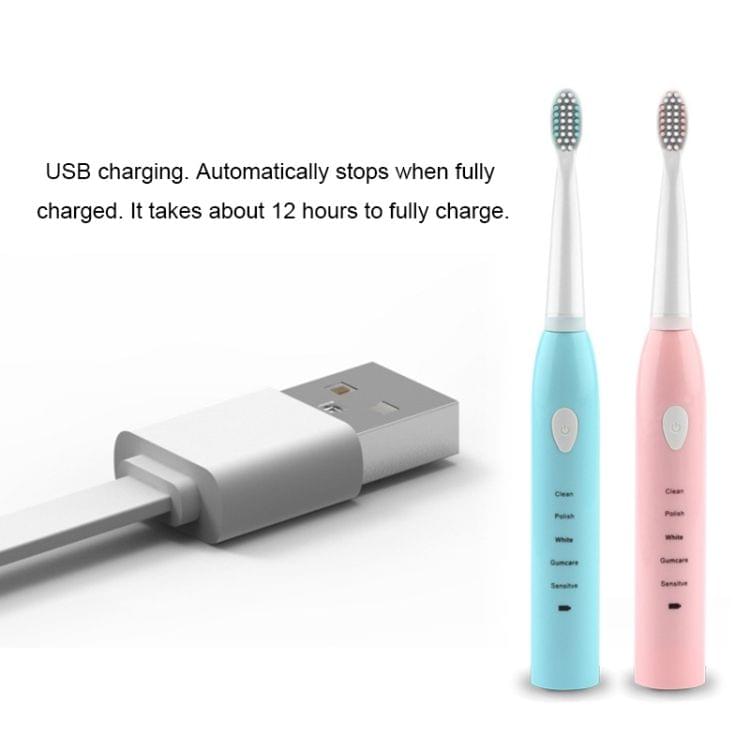 5 Cleaning Modes Sonic Electric Toothbrush USB Charger Rechargeable Tooth Brush (Pink)