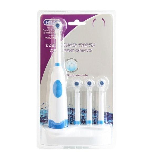 2W Creative Household Waterproof Rotary Electric Toothbrush Set with 4 Replacement Brush Heads & Base, 8500 Revolutions Per Minute(Blue)
