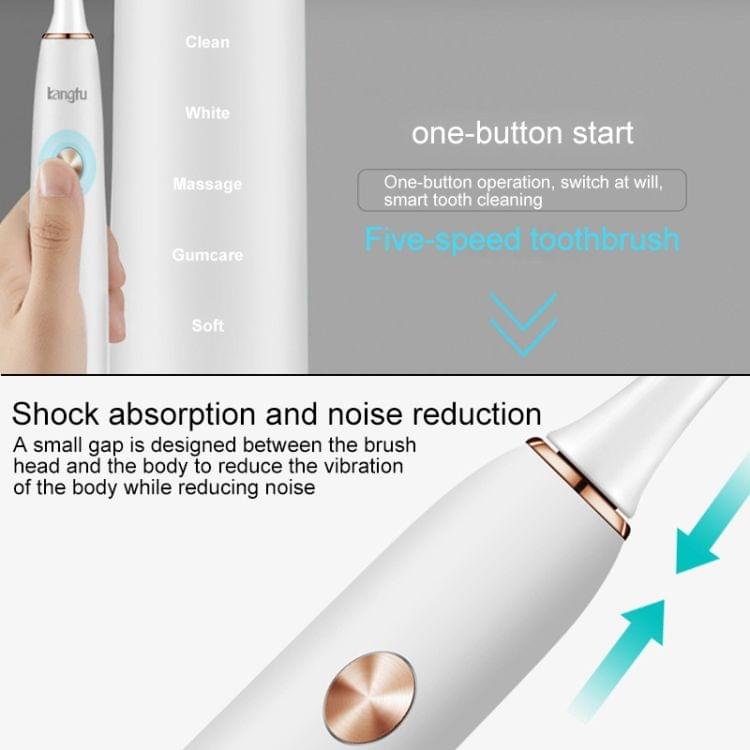 ESD 9000 5 Cleaning Modes USB Charger Sonic Electric Toothbrush (White)