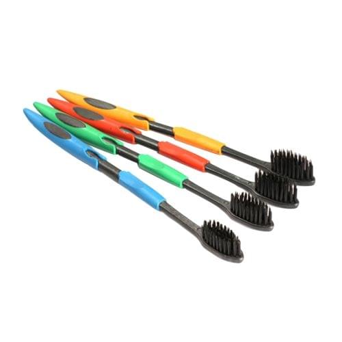 4 PCS Antibacterial Soft Superfine Family Size Toothbrush Nano Bamboo Charcoal Toothbrush, Random Color Delivery
