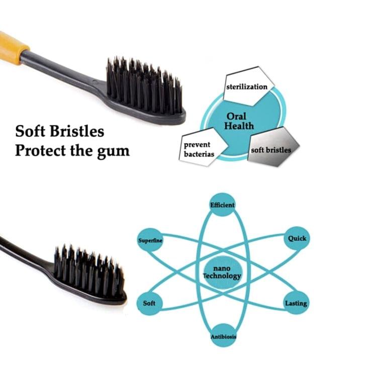 4 PCS Antibacterial Soft Superfine Family Size Toothbrush Nano Bamboo Charcoal Toothbrush, Random Color Delivery