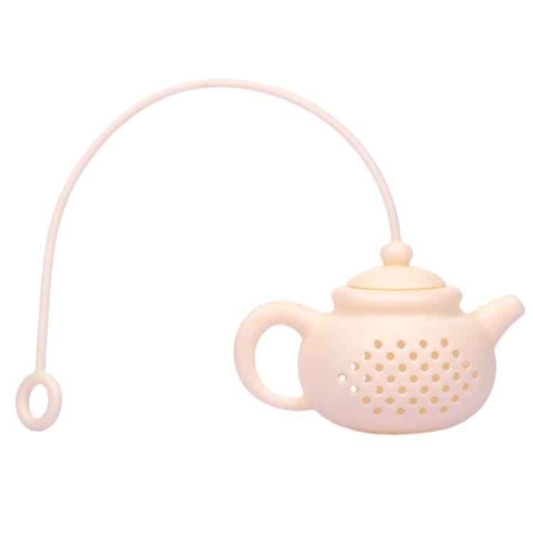 3 PCS Creative Silicone Tea Bag Tea Pot Shape Tea Filter Safely Cleaning Infuser(White)
