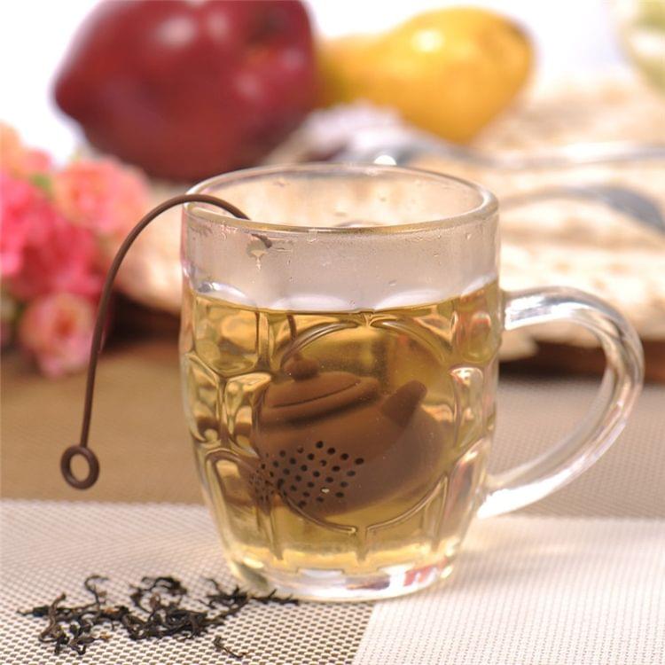 3 PCS Creative Silicone Tea Bag Tea Pot Shape Tea Filter Safely Cleaning Infuser(White)