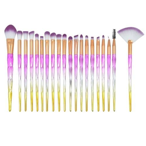 20 in 1 Diamond Handle Eye Brush Multi-functional Makeup Brush, Pink+Blue Handle and Purple Brush
