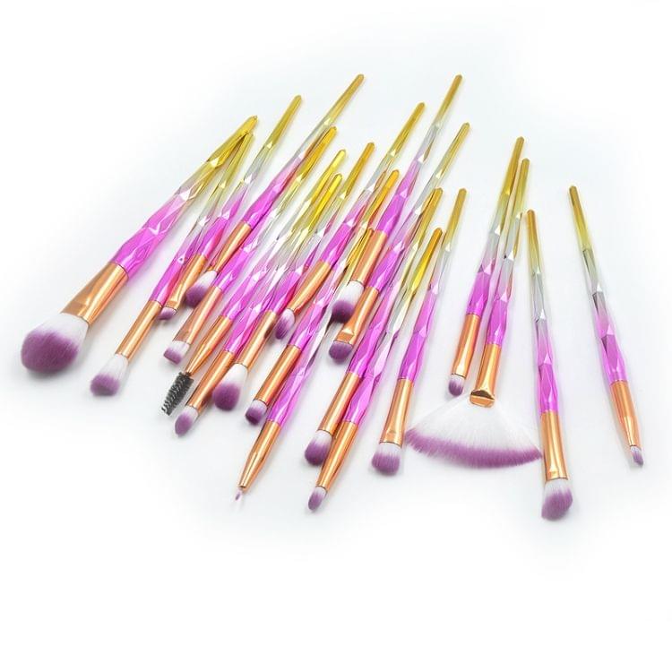 20 in 1 Diamond Handle Eye Brush Multi-functional Makeup Brush, Pink+Blue Handle and Purple Brush
