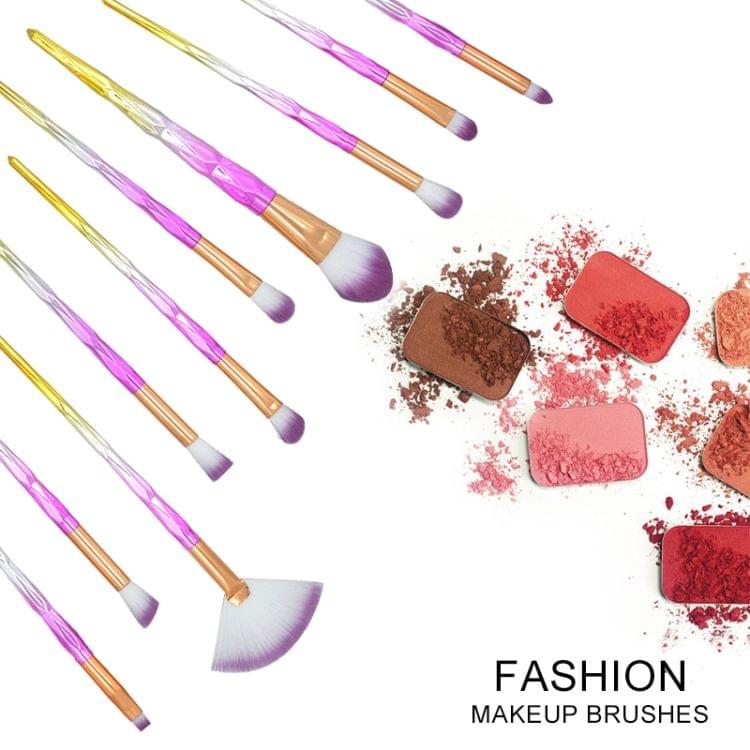 20 in 1 Diamond Handle Eye Brush Multi-functional Makeup Brush, Pink+Blue Handle and Purple Brush