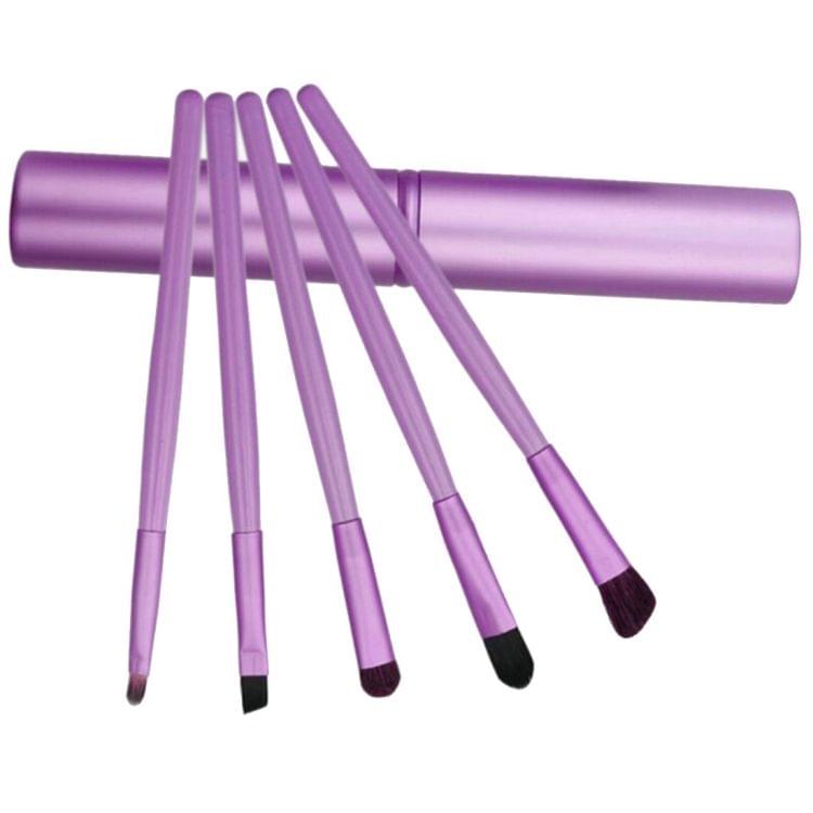 5 PCS Handle Eyes Makeup Brush Set with Aluminum Tube(Purple)