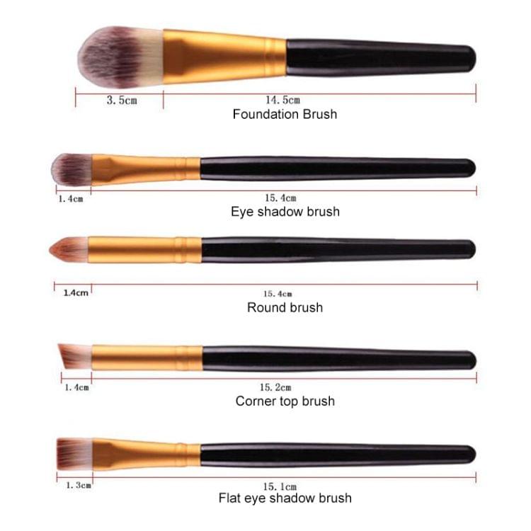 20 in 1 Plastic Handle Soft Head Foundation Eye Lip Multi-function Brush Makeup Tools(Black+Gold)