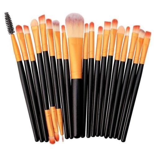 20 in 1 Plastic Handle Soft Head Foundation Eye Lip Multi-function Brush Makeup Tools(Black+Gold)