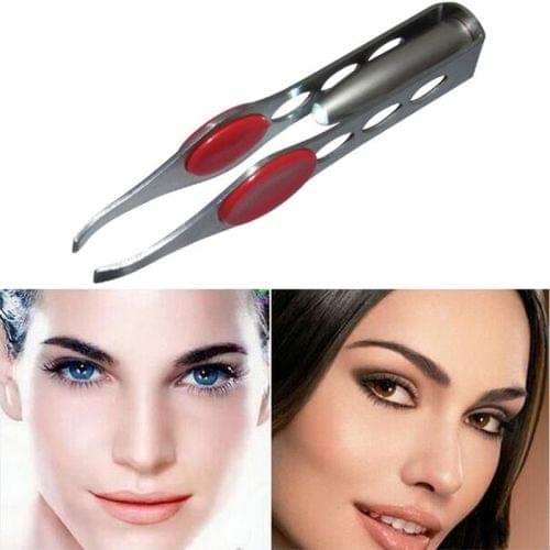 3 PCS LED with Light Eyebrow Clip Eyebrow Tweezers Four-hole Eyebrow Pliers Beauty Eyebrow Clip Stainless Steel Beauty Tool