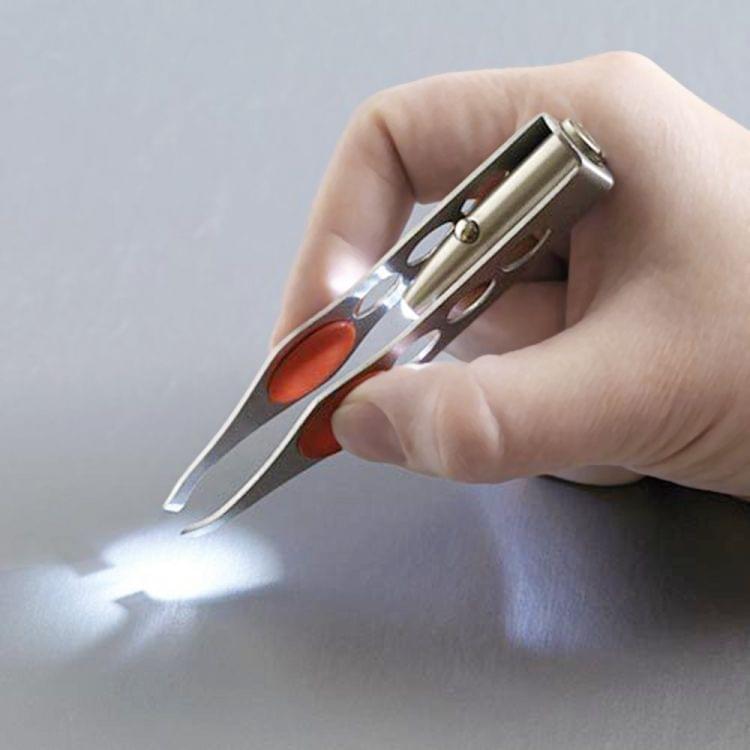 3 PCS LED with Light Eyebrow Clip Eyebrow Tweezers Four-hole Eyebrow Pliers Beauty Eyebrow Clip Stainless Steel Beauty Tool