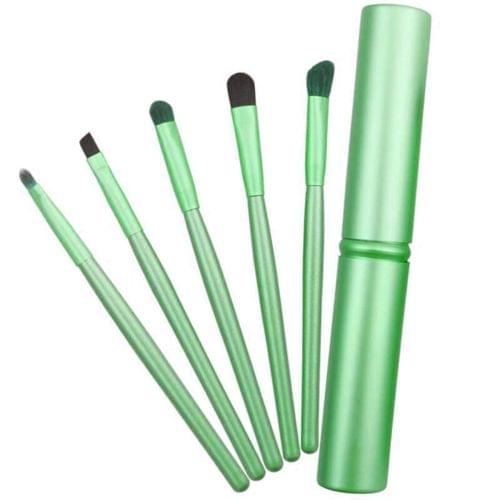 5 PCS Handle Eyes Makeup Brush Set with Aluminum Tube(Green)