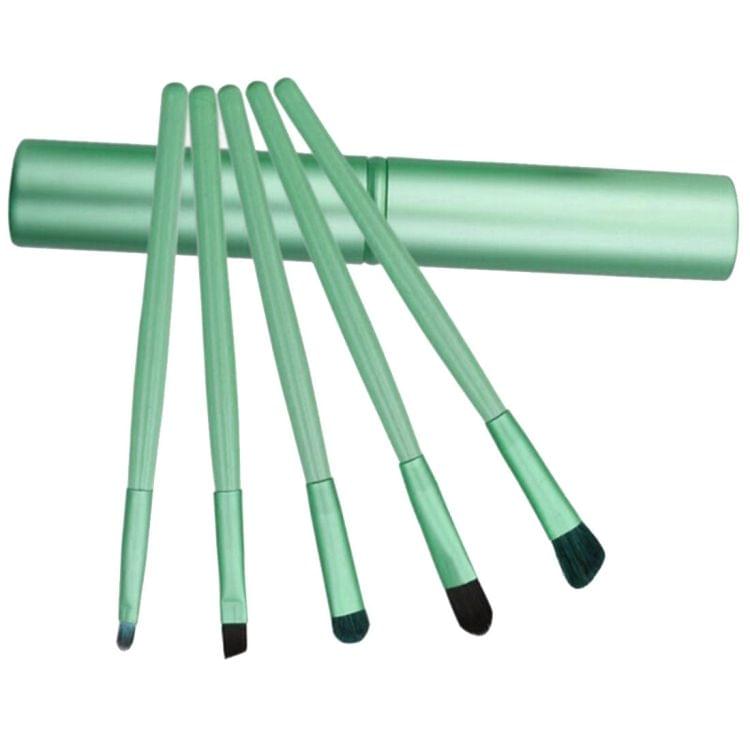 5 PCS Handle Eyes Makeup Brush Set with Aluminum Tube(Green)