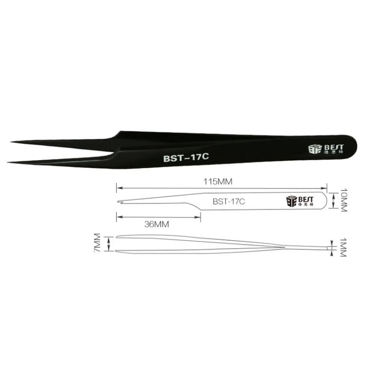 BEST BST-17C Newest Extra Long Precision Stainless Steel Eyelash Extension Volume Tweezers