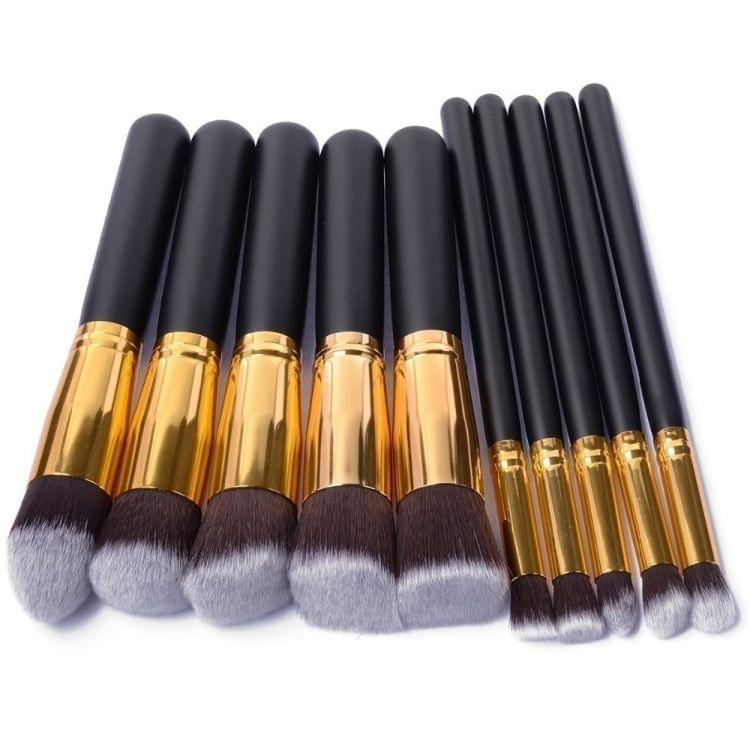 10 PCS Makeup Brushes Set Makeup Tool Powder Eyeshadow Pencil Cosmetic Set (White Gold)