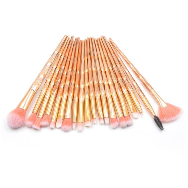 20 in 1 Diamond Handle Eye Brush Multi-functional Makeup Brush, Pink+Blue Handle and Pink Brush