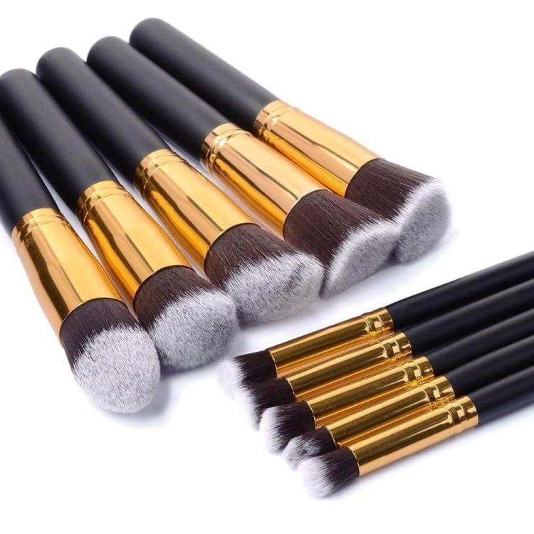 10 PCS Makeup Brushes Set Makeup Tool Powder Eyeshadow Pencil Cosmetic Set (White Silver)