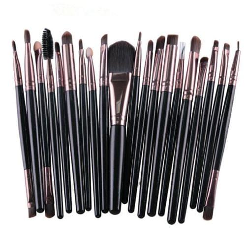 20 in 1 Plastic Handle Soft Head Foundation Eye Lip Multi-function Brush Makeup Tools(Black+Coffee)