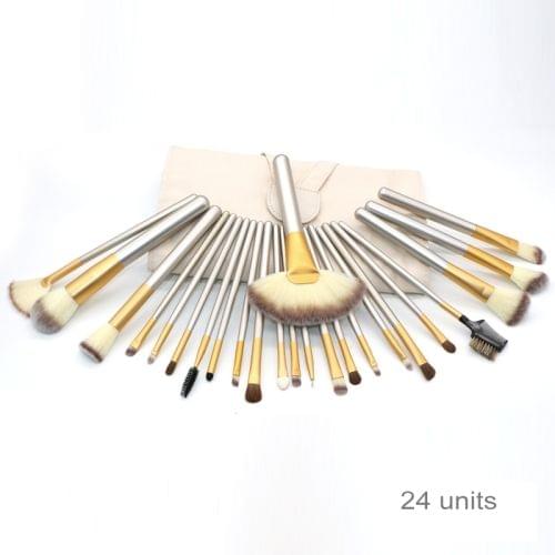 24 PCS High-grade Beige Beauty Makeup Brushes Tools Kit, Size: 25.4*52.6cm