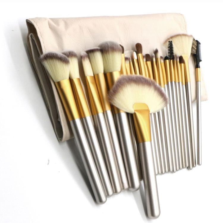 24 PCS High-grade Beige Beauty Makeup Brushes Tools Kit, Size: 25.4*52.6cm