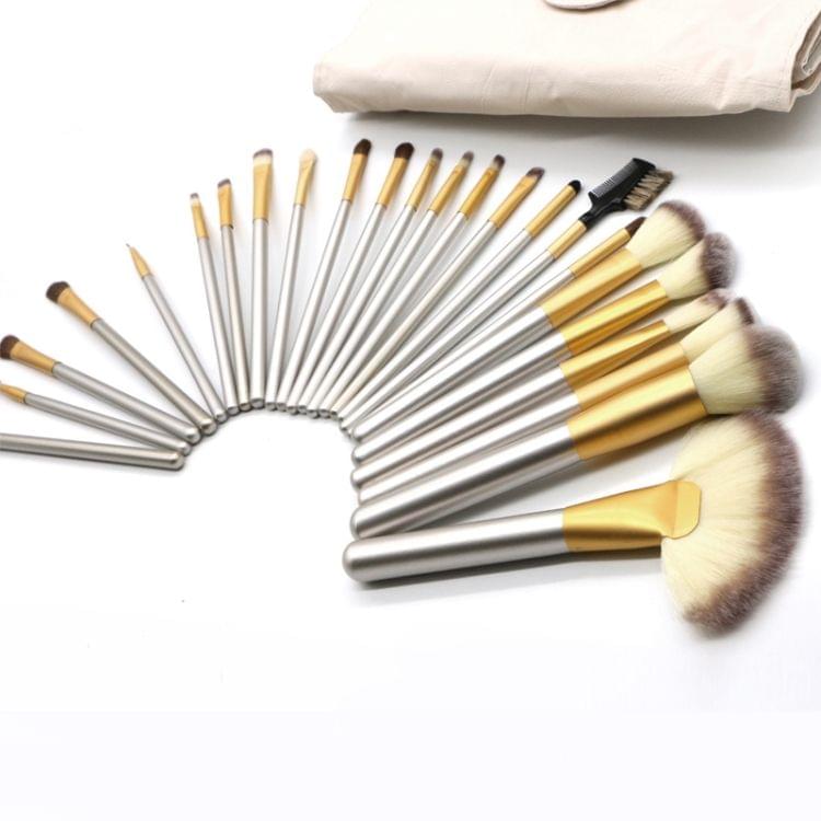 24 PCS High-grade Beige Beauty Makeup Brushes Tools Kit, Size: 25.4*52.6cm